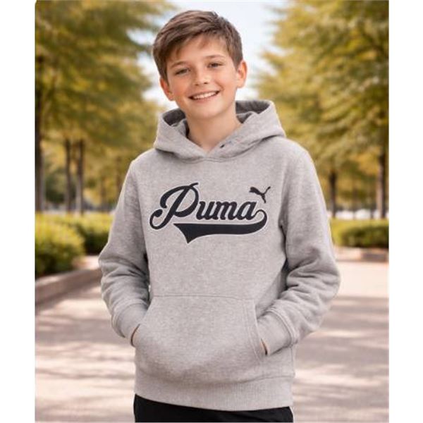 Puma Youth Hoodie Gray Size Large (10/12) with Front Graphic Design