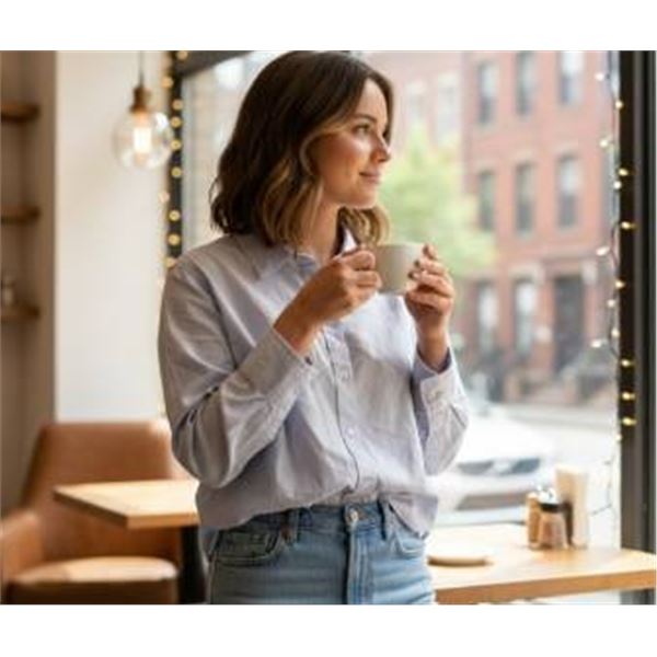 Gap Women’s Long-Sleeve Button-Down Shirt, Size M, White