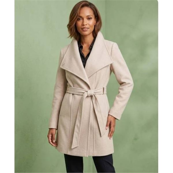 DKNY L/G Women’s Beige Belted Wool Coat