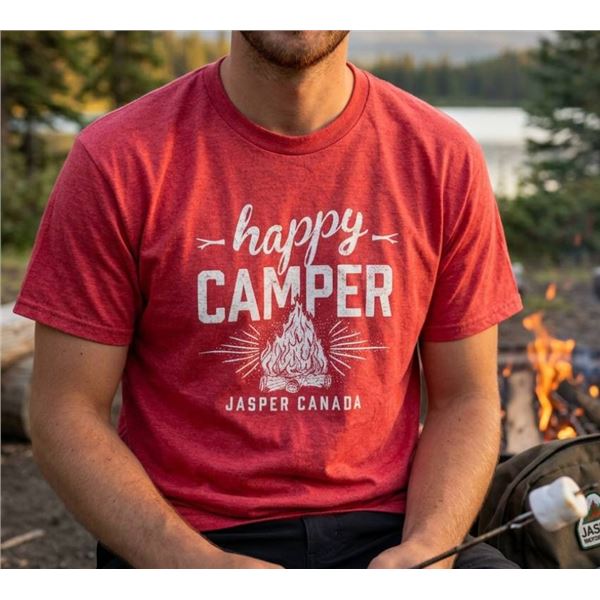 Alstyle Heavyweight Happy Camper T-Shirt, Red, Size Large