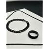 Image 4 : Black Titanium Jewelry Set, Necklace, Bracelet, and Ring