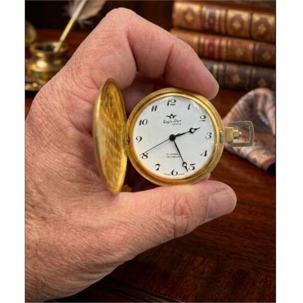 Eagle Star Geneva Gold-Tone Pocket Watch with 17 Jewels