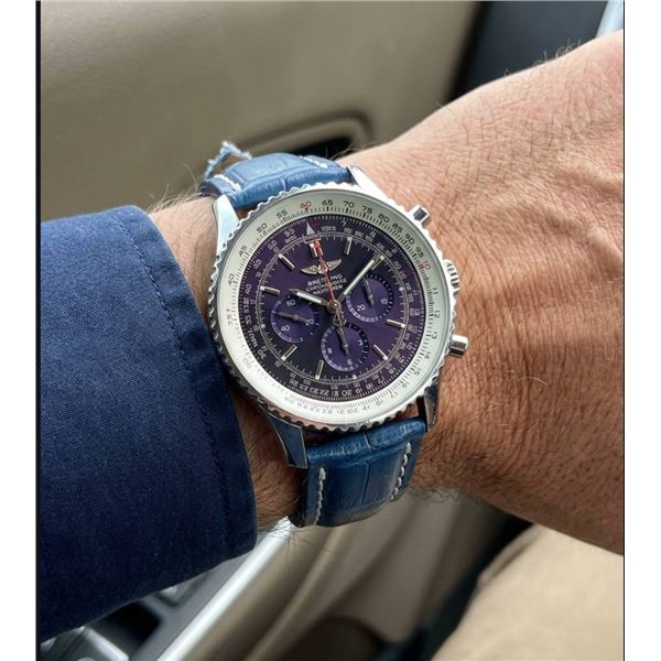 Breitling “STYLE” Navitimer Chronometer Blue Leather Strap Watch