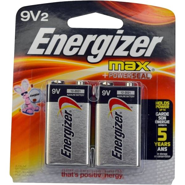 Energizer Max 9V Alkaline Batteries, Powerseal Technology, Lot Of 5 (Packs Of 2)
