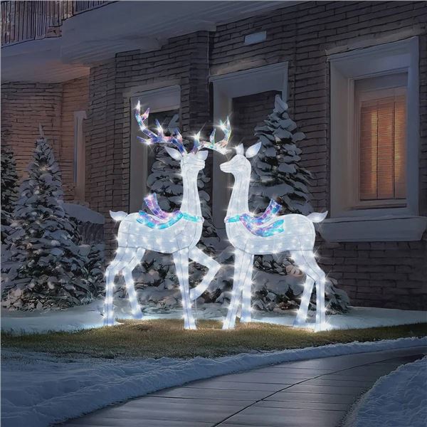 2 Deer Figures with Twinkle Lights and 380 Total LED Lights