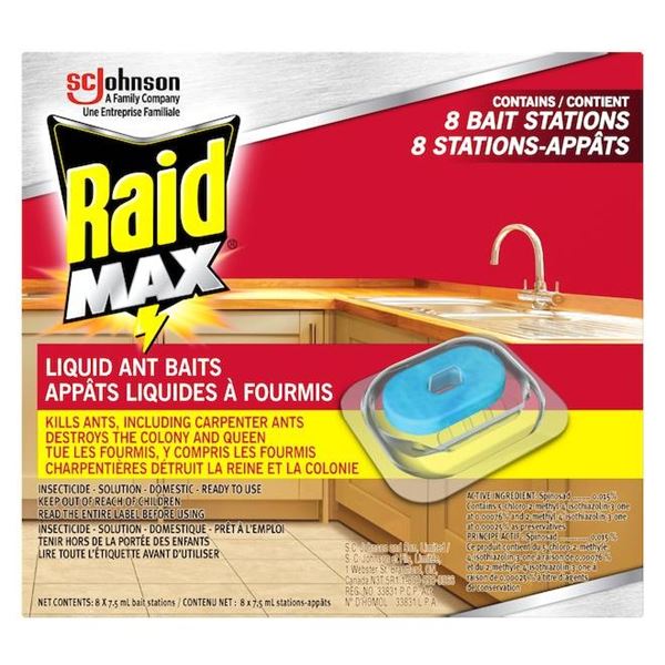 Raid Max Liquid Ant Bait Stations, Pack of 4, 8 Stations Each