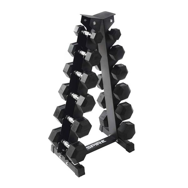 Inspire 95.2 Kg Rubber Dumbbell Set With Rack