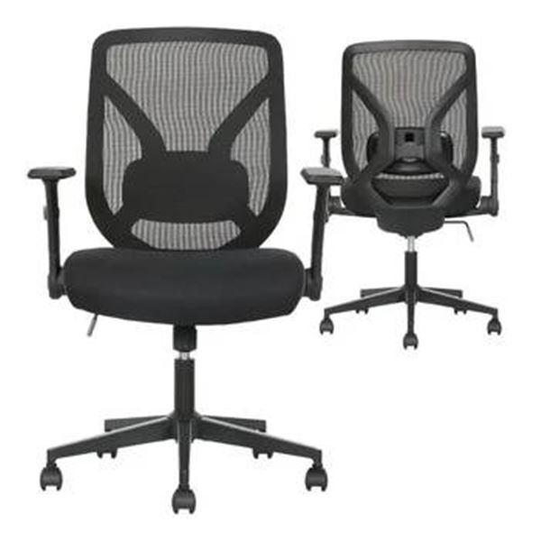 Black Ergonomic Office Chair With Adjustable Armrests and Mesh Backrest