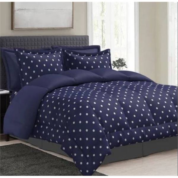 King Size Comforter Bed in a Bag Set with Polka Dot Design by Comfy