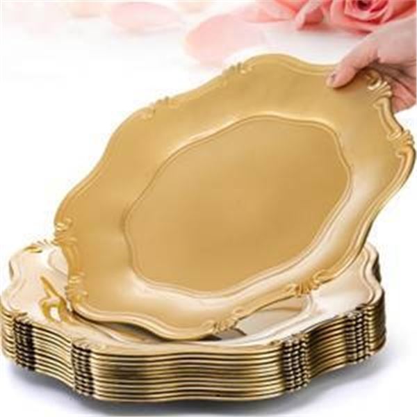 ZOOFOX Set of 12 Antique Gold Charger Plates, 13″