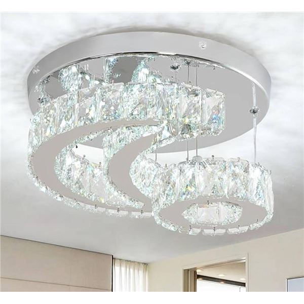 11-Inch Crystal Chandelier Cool White LED Ceiling Light