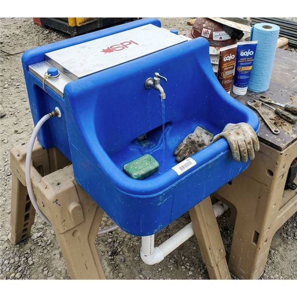 SPI Blue Hand Washing Station with Stainless Steel Top