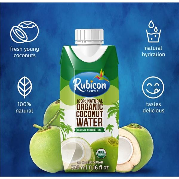 Rubicon Exotic Organic Coconut Water 12 x 330 ml (USDA Organic, Non-GMO)