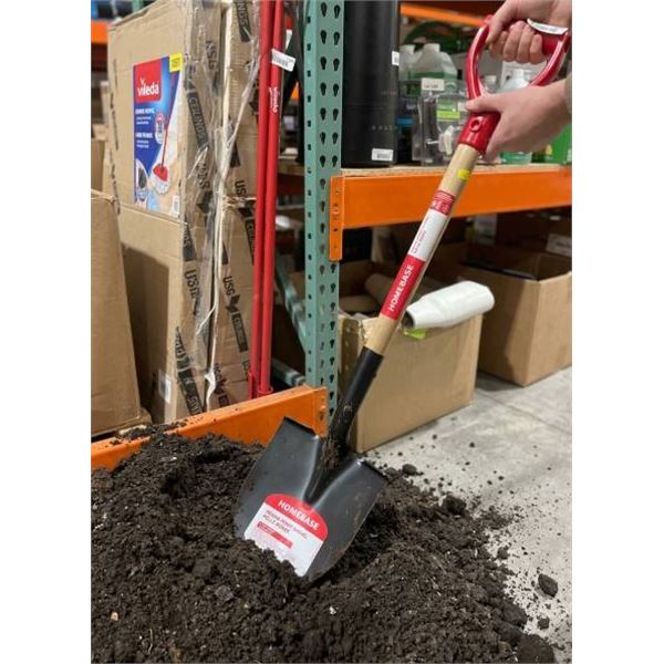 Homebase Round Point Shovel with Wooden Handle