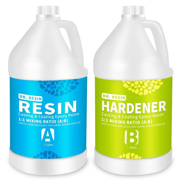 Crystal Clear Epoxy Resin, 2 Gallon (Resin A + Hardener B)