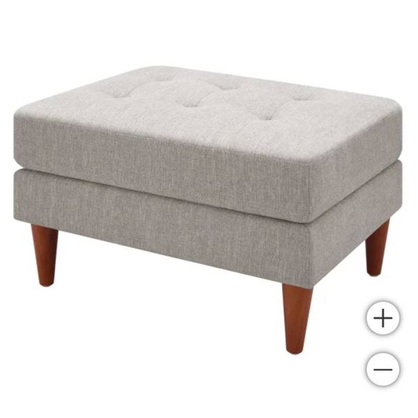Fabric Upholstered Ottoman with Polyester Cover and Wood Legs
