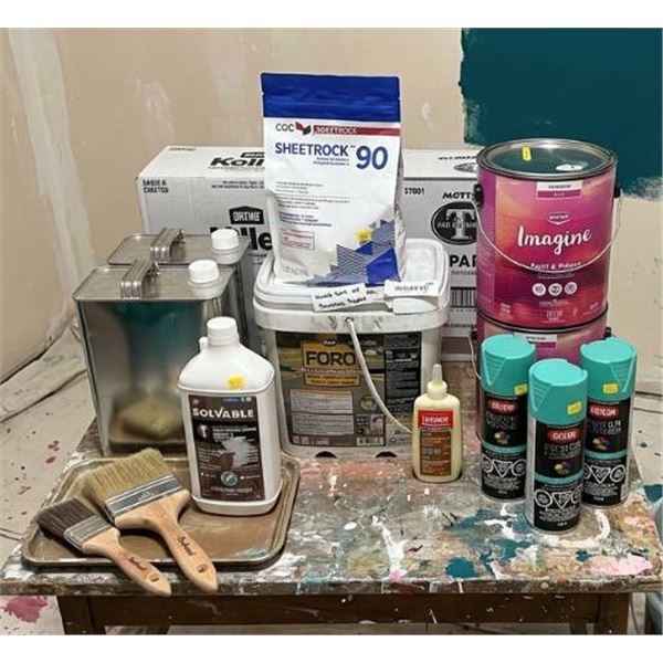 Bulk lot of assorted Painting Supplies Including CGC Sheerrock 90, Krylon Fusion, And Paint & Primer