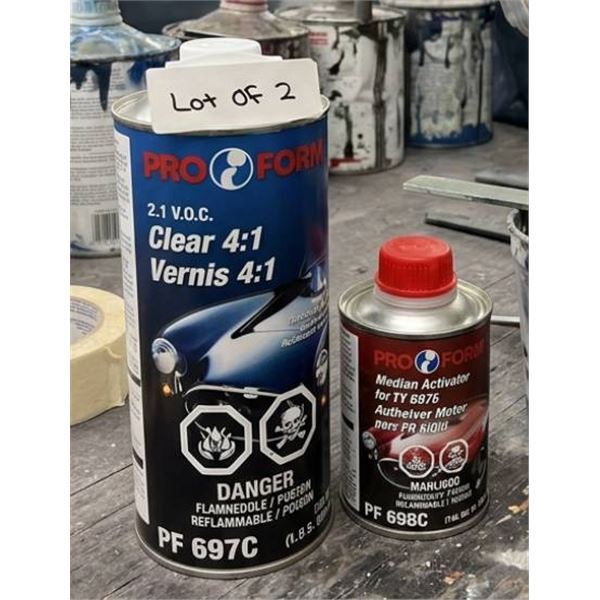 Pro Form PF 697C Clear 4:1 (946 mL) and PF 698C Medium Activator (236 mL) Lot of 2