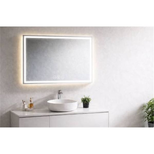 Rectangle LED Bathroom Mirror with Backlit and Front Light Features