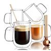 Image 1 : Comome Double Walled 16 OZ, Borosilicate Glass Coffee Cups Set of 4 with Spoons