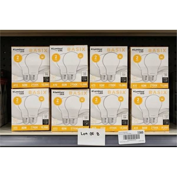 Lot of 8 Luminus LED A19 60W Equivalent Light Bulbs 2-Packs