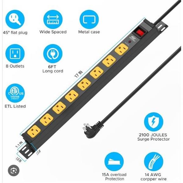 6-Outlet Power Strip with 2 USB Ports and Surge Protection