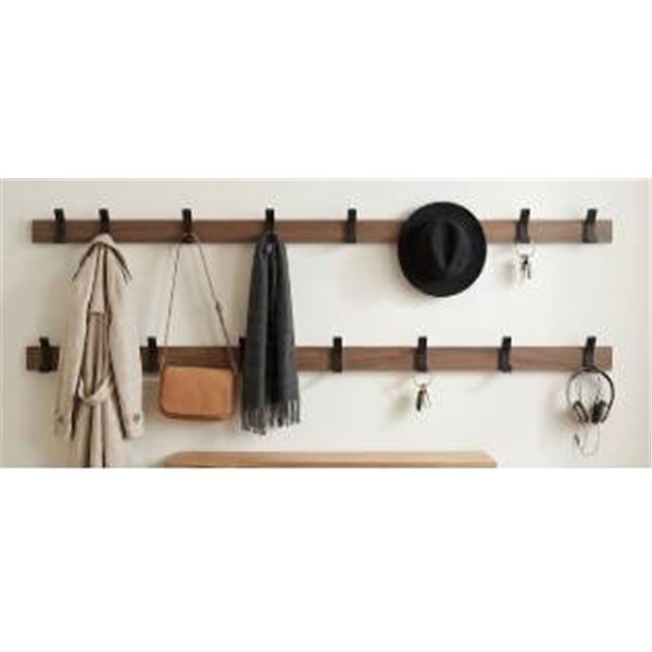 Richelieu Hooks On Board 26.9 in x 2.7 in Solid Walnut and Matte Black