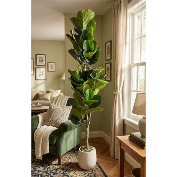 Artificial Fiddle Leaf Fig Tree with Planter, 7ft in Height
