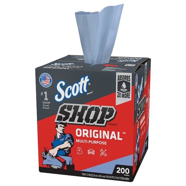 Scott Brand Shop Towels, 200 Multi-Purpose Sheets, Absorbs 2x More