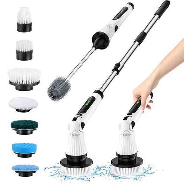 Depcler Spin Scrubber With Multiple Brushes and Adjustable Handle