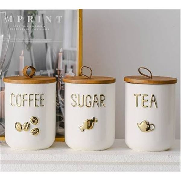 ALSKHEAS Ceramic Storage Jar Set for Tea, Coffee, and Sugar (27.05oz/800ml)