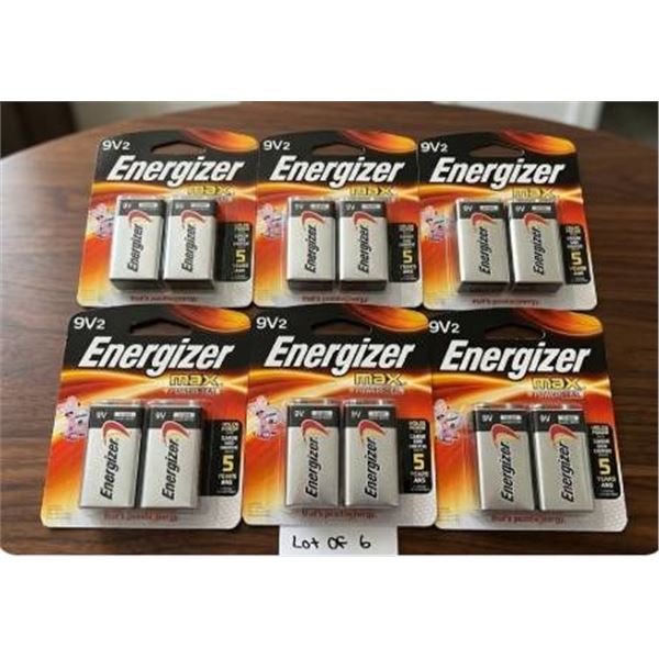 6 Energizer MAX 9V Alkaline Batteries, 12 Batteries Total