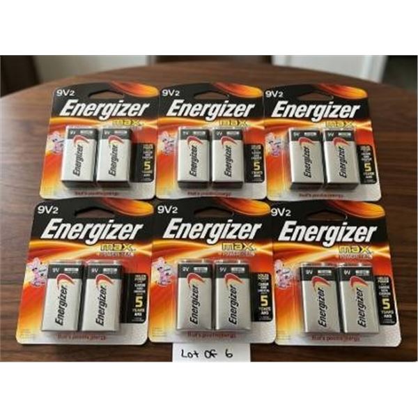 6 Energizer MAX 9V Alkaline Batteries, 12 Batteries Total