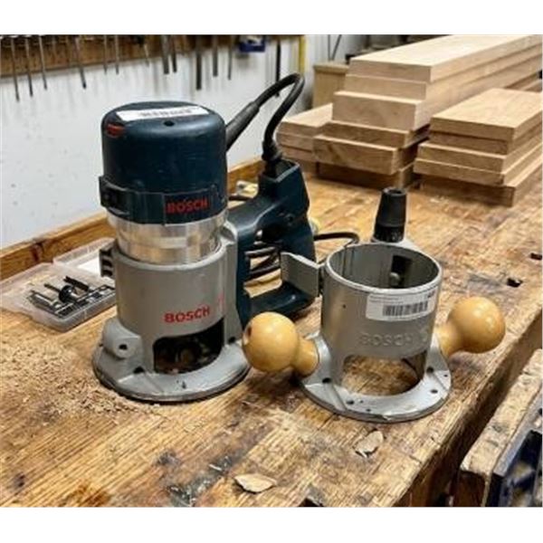Bosch 1618EVS Router Motor 120V 60Hz 12A Variable Speed And Bosch 16175 Router Base with Wooden Hand