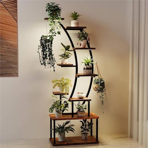 62.4inch Tall Plant Stand Indoor with Grow Lights, 9-Tiered Plant Shelf Indoor for Plants Multiple, 
