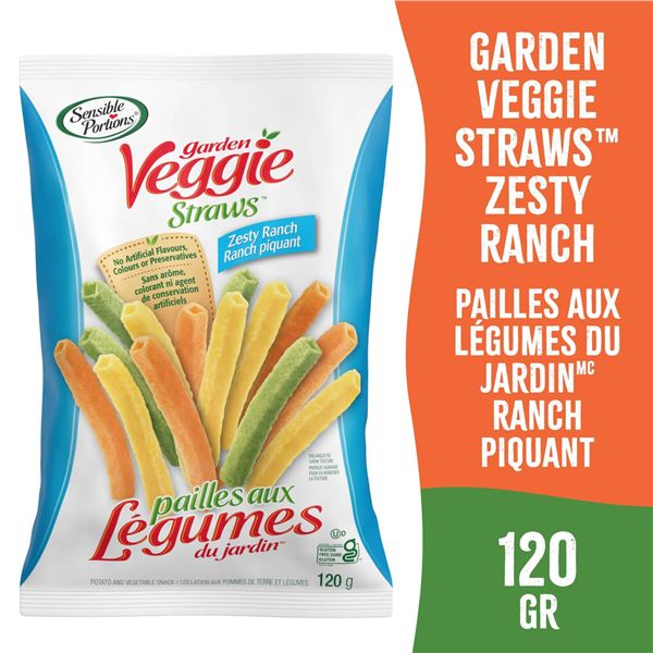 Garden Veggie Straws Zesty Ranch, 9 Bags of 120g Each