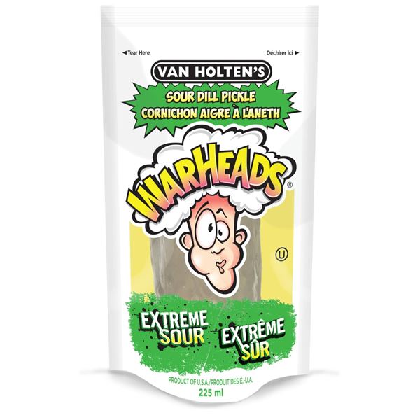 Warheads Sour Dill Pickle Pouch, 225 mL, Set of 12