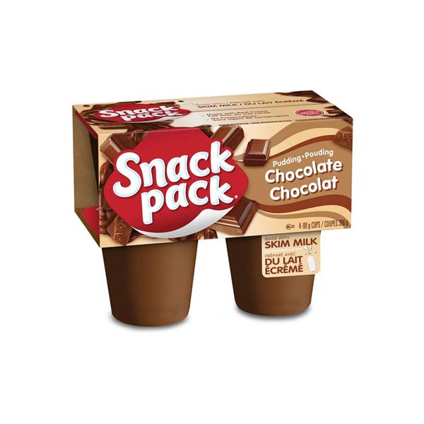 Snack Pack Chocolate Skim Milk Pudding, 12 Packs of 4 cups, 3.5 oz per Cup