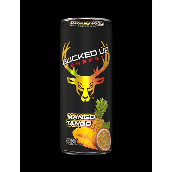 Bucked Up Mango Tango Energy Drink, 355mL (Lot of 11 Cans)