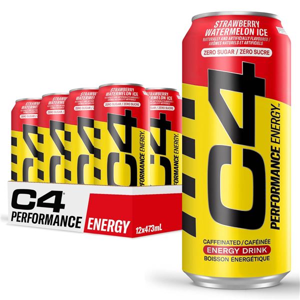 12 Units of C4 Performance Energy Drink, 473ml Each, Strawberry Watermelon Flavor
