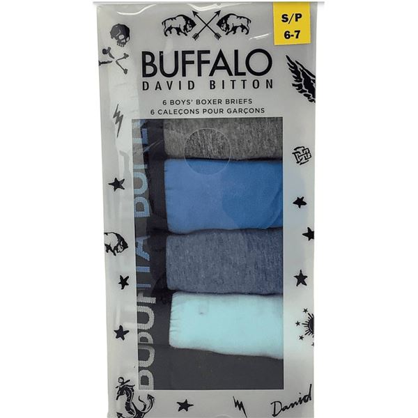 Buffalo David Bitton Boys’ Boxer Briefs Set, 6 Count, Size S/P (6-7)