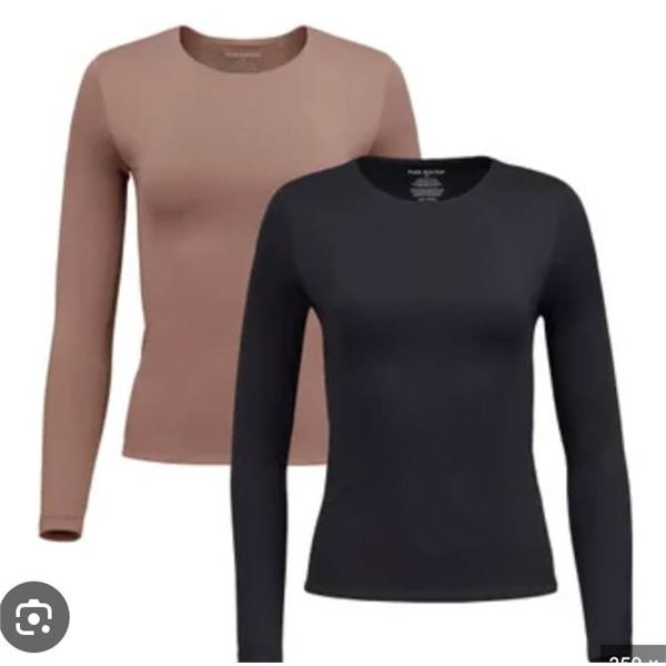 Frank And Oak Women’s Smoothing Contour Long Sleeve Tee, Size L/G, Pack of 2