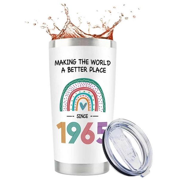 Stainless Steel Insulated Tumbler With Straw, 1965 Birthday Design