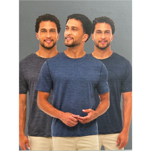 Bench Men’s Active T-Shirts, 3-Pack, Large, Blue Shades