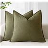 Image 1 : Foindtower Set of Two Throw Pillow Covers, 18 x 18 Inches, Olive Green