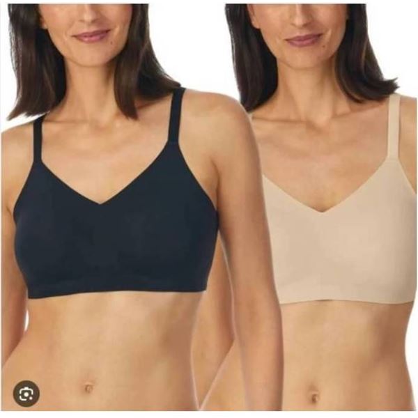 Halston M/M 2-Pack Seamless Bra in Black and Nude