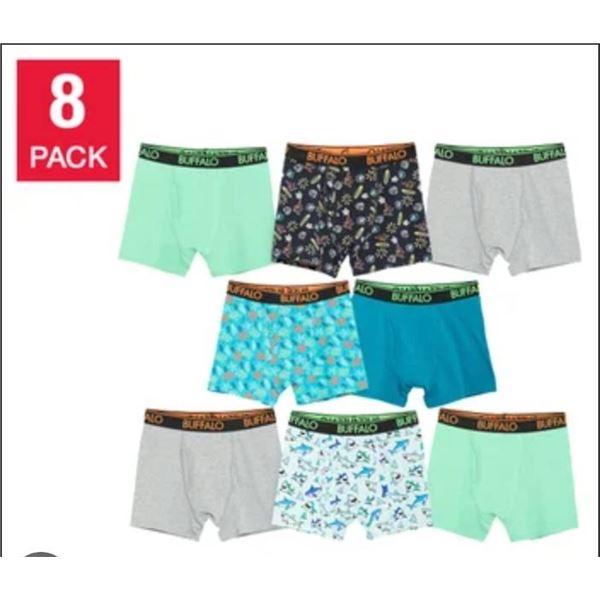 Buffalo David Bitton Boys’ Boxer Briefs, Size L/G 12-14, 8-Pack