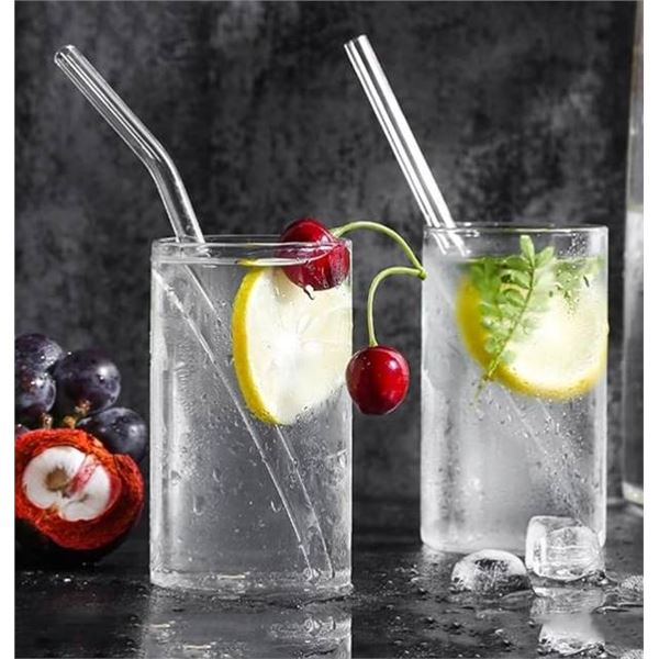 ALINK Glass Straws Set, 10” x 10 mm with 2 Cleaning Brushes