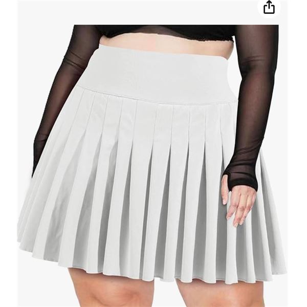 Pleated Mini Skirt, White, 3XL