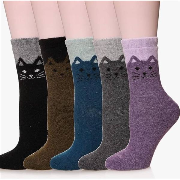 Cat-Themed and Solid-Colored Socks **Colors May Vary**
